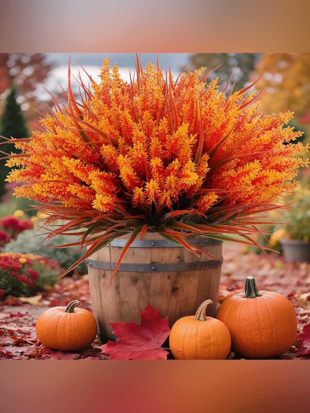 24 Bundles UV Resistant Artificial Fall Lavender Orange